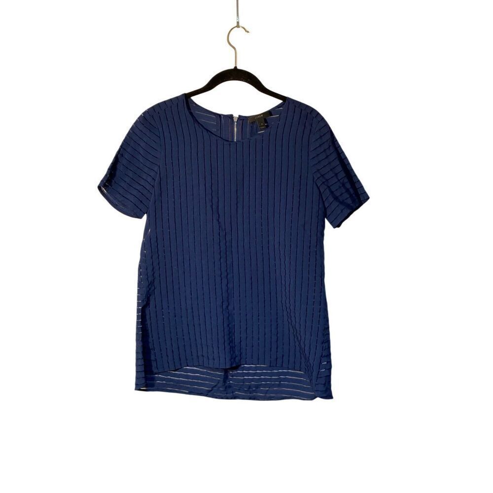 J.Crew women’s blue mesh striped short sleeve blouse size 4